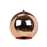 ITOSUI Lighting Fixture 1-Light Modern Creative Chrome Red Copper Mirror Ball Pendant Lamp E27 Adjustable Globe Hanging Light Chandelier Barn Warehouse Metall Round Lampshade (Size : Diameter 40cm)