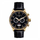 Men's Black Leather Andre Belfort Round Automatic Watch 43mm