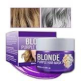 Purple Hair Mask for Bleached Hair,5 Minute Wash Out Blonde Hair Mask,Toner for Brassy Hair,Purple Conditioner for Blonde, Platinum, White or Grey Hair,Hair Mask for Dry Damaged Hair,60ml