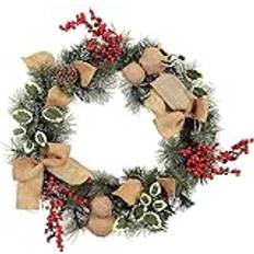 Artificial Christmas Garland 17.7 Inch Christmas Berry Pine Cone Wreath, Floral Front Door Wreath Artificial Green Wreaths for Holiday Home Farmhouse Wall Decor Front Door Wreath