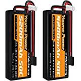 2S Lipo Battery 5200mAh 7.4V RC Battery 50C Hard Case with Trx Plug Compatible with Traxxas Arrma 1/8 1/10 RC Vehicles Car Truck Buggy Truggy Airplane Drone(2 Packs)