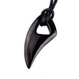 Mens black titanium steel wolf tooth charm pendant necklace cord fit for gift ym