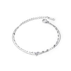 Zircon Multi-layered Anklet Rose Stainless Steel Jewelry Woman Gift Not Fade - Multicoloured