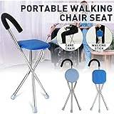 Seat Walking Stick - Walking Cane with Folding Seat - Handy Cane Seat Lightweight Tripod Walking Stick and Seat, Elderly Disability Medical Aid 3 Legs Crutch Stool Star of Light