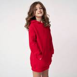SHEIN Tween Girls Long Hooded Solid Color Sweatshirt Dress With Pockets