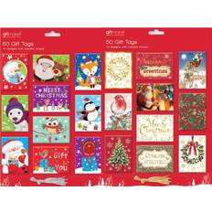 50 x Christmas Xmas Cute Or Traditional Card Gift Tags Labels Metallic Thread