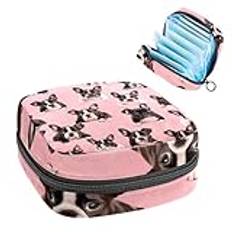 Anna Cowper Bulldog Pink Sanitary Napkin Storage Bag Feminine Menstrual Cup Pouches Nursing Pad Holder Tampon Bags Portable Period Bag for Women Teen Girls Gifts