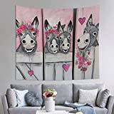 Donkey And Flower Wall Tapestry Wall Hanging For Bedroom Living Room Dorm Home Decor (130x150cm)