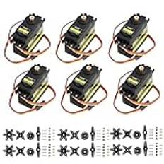 diymore 6PCS MG996R Servo Motor(Upgraded version), All Copper Gear High Speed Torque13KG Digital Servo,Double Ball Bearing for RC Helicopter Airplane Car Boat Robot Arm Controls