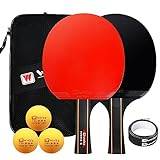 BAIHUALIN Whizz 4-Star Table Tennis Bats and Balls, Ping Pong Paddles Set, 2 Rackets with 3 Balls for Indoor Outdoor Recreational Game, A40 Long Grip