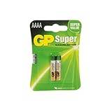 GP Batteries GP25A-C2 Pack Of 2 Super Alkaline AAAA Piles Batteries