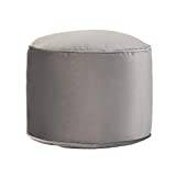 Loft 25 Relaxing Footstool Round Bean Bag | Home Furniture Living Room | Lightweight Soft & Comfy | Velvet Round Foot Rest Pouffe Beanbags (Slate Grey)