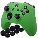 YoRHa Silicone Cover Skin Case for Microsoft Xbox One X & Xbox One S controllerx 1(green) With Pro thumb grips 8 pieces