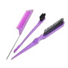 Angoily 1 Set Hair Comb Practical Comb Detangling Comb Hair Styling Tools Hair Dye Brush Plastic Comb Triple Teasing Brush Hair Coloring Tool Make up Abs Purple Double Sided Comb