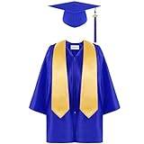 Children Graduation Cap and Gown Outfit for Kids Toddler 2024 Tassel Cap Set with Shawl with 2024 2-12 Years Graduation Gown Teen Outfit Unisex Boys Girls Primary School 4pcs