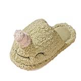 TRHEDL Fashion Cute Autumn And Winter Girls Boys Slippers Flat Bottom Round Toe Soft Warm And Comfortable Solid Color Animal Shape Girl Sandals Size 8 (Green, 5-5.5 Years)
