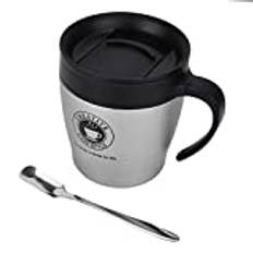 Coffee Mug Travel Coffee Mug Coffee Thermos Insulated Coffee Mug Coffee Bottle Collapsible Coffee Cup,Silver Stainless Steel Insulated Coffee Mug Water Cup with Spoon and Lid for Office Travel