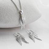 Sterling Silver Angel Wings Jewellery Set, Silver - One Size