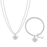 Silver Engravable Heart Jewellery Set