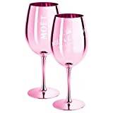 2 x Moet & Chandon Champagne Glass Rose (Limited Edition) Ibiza Imperial Glass Pink Champagne Glass Rose Glasses + Coaster (Pack of 2)