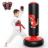 QPAU Inflatable Punching Bag, 48 Inch Stable Inflatable Boxing Bag for 3-6 Kids, Gifts for Boys and Girls, Kids Boxing Set for Practicing Karate, Taekwondo