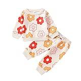 Infant Newborn Toddler Kids Baby Girls Long Sleeve Flower Floral Print Sweatshirt Blouse Tops Cute Pant Trousers Sleepwear Outfit Set Clothes 2PCS Clothes for Teen Girls Pants (Beige, 6-12 Months)