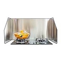 SMBAOFUL Guard Oil Barrier 3-Sided Splatter Guard Stainless Steel Kitchen Cooking Frying Pan Oil Splash Gas Stove Shield Anti Splatter Protector Guard Sided Splash Guard (Size : 85 * 45 * 50cm)