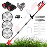 TIANMIAOTIAN Lawn Edgers Battery Powered 90-160cm Extendable Grass Trimmer 4000mah Weed Cutting Machine with 10 Blades 6" Battery Powered Stringless 21v Multi-angle Adjustment,lightweight,Red