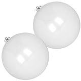Benjia Extra Large Christmas Baubles, Giant Big Huge Xmas Shatterproof Plastic Ball Ornaments Set for Outdoor Outside Lawn Yard Tree Hanging Decorations Decor (20cm/200mm, 2 Packs, White)