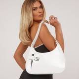 Peyton Lock Detail Shaped Shoulder Bag In White Patent, Women's Size UK One Size - One Size