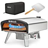 Mimiuo Outdoor Gas Fired Pizza Oven with Automatic Rotation System & UK Gas Regulator, Portable Stainless Steel Tisserie G-Oven Series, includes 13" Pizza Stone & Foldable Pizza Peel & Pizza Cover