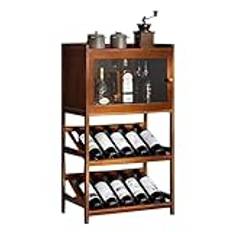zxhrybh Home Liquor Cabinet, Bamboo Bar Cabinet, Corner Wine Cabinet, Tall Bar Cabinet 3 Tiers Capacity, for Coffee, Tiny Bar (Color : Brown, Size : 3layer)