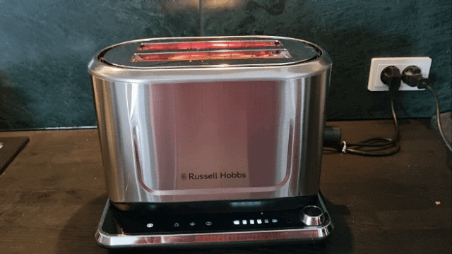 Gif from Russell Hobbs toaster test with finished piece of toast