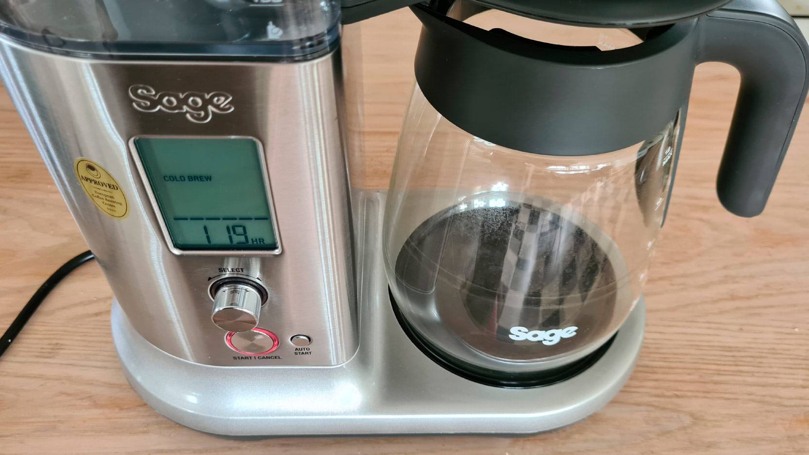 Image of countdown to Cold Brew on Sage the Precision Brewer while brewing