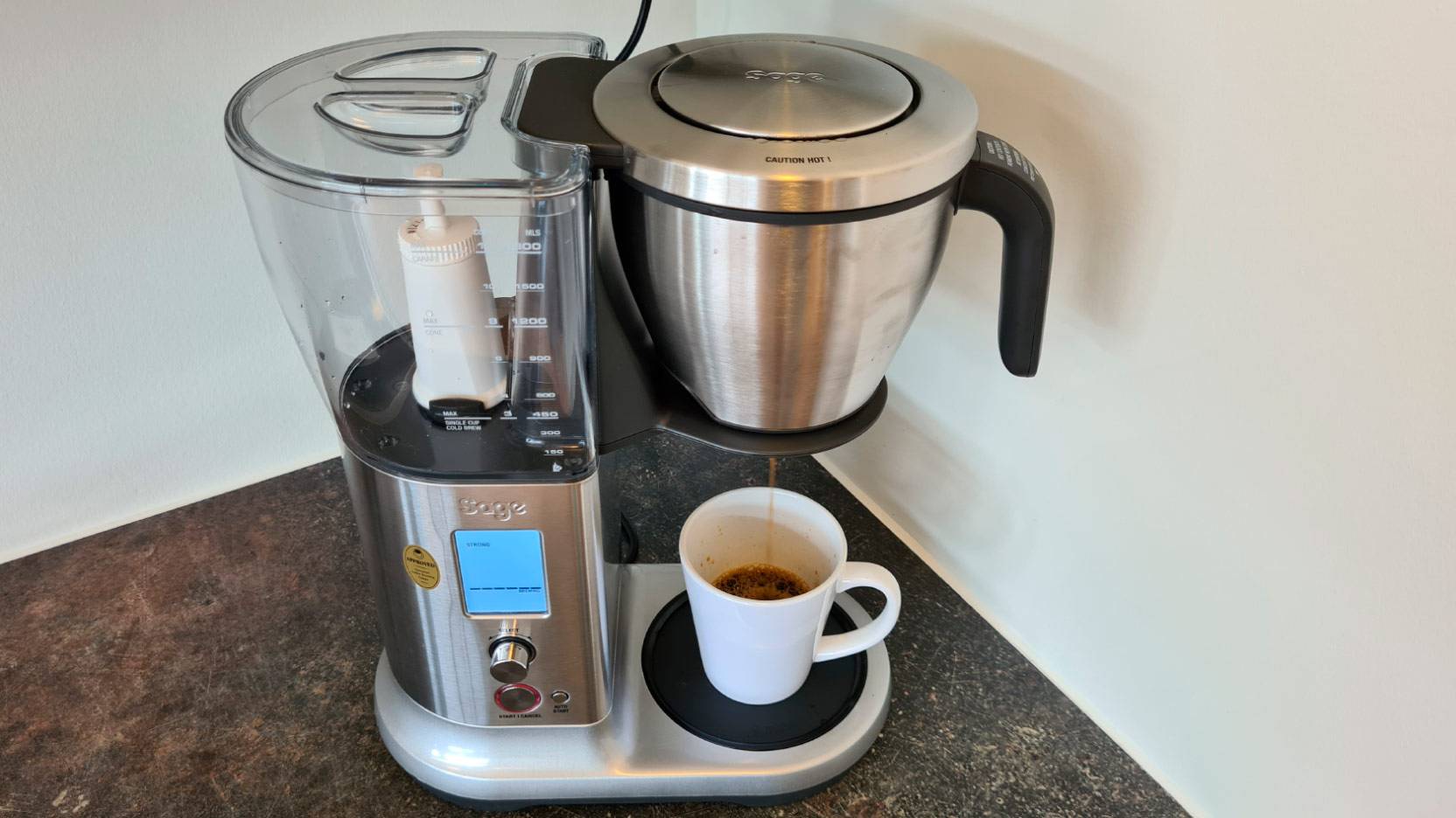 Test of Sage the Precision Brewer - brewing a single cup of coffee