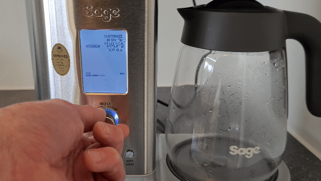 GIF of setting your own custom brewing on Sage the Precision Brewer