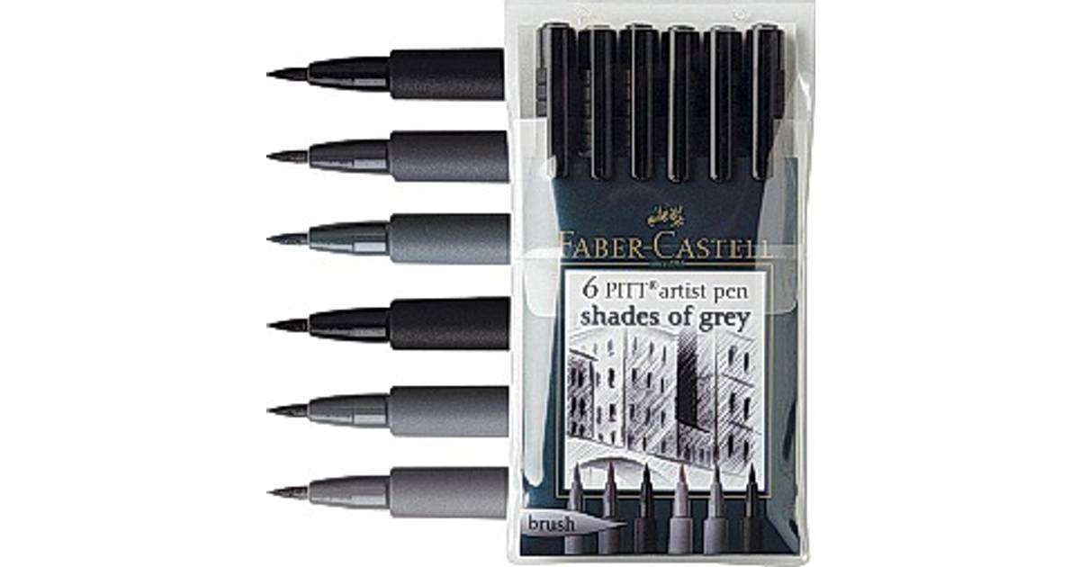 Faber-Castell PITT Artist Pen Set Brush Shades of Grey 6pk 