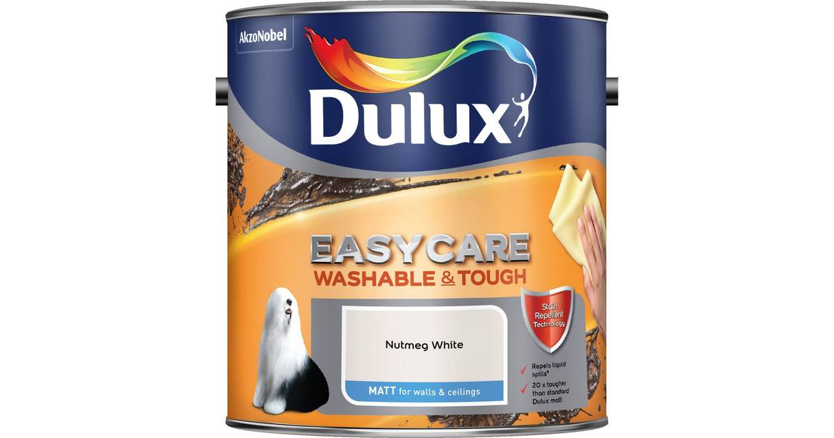 Dulux Easycare Washable Tough Matt Ceiling Paint Wall Off White 2 5l - White Paint For Walls Washable