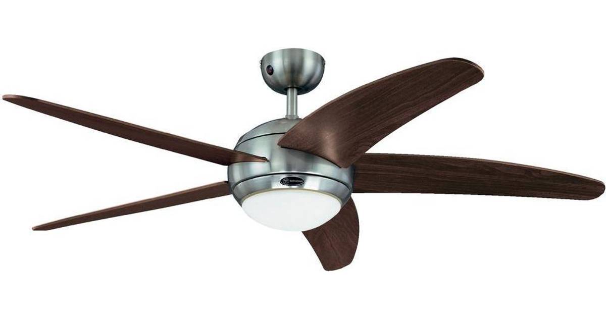 Westinghouse Lighting 72070 Bendan 132 cm Five-Blade Indoor Ceiling Fan 55 W Remote Control Included Dimmable LED Light Kit with Opal Frosted Glass Metal White Finish with Hammered Accents 