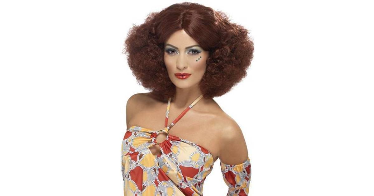70s Afro Wig Auburn Middle Parting Smiffys Fancy Dress Ladies 