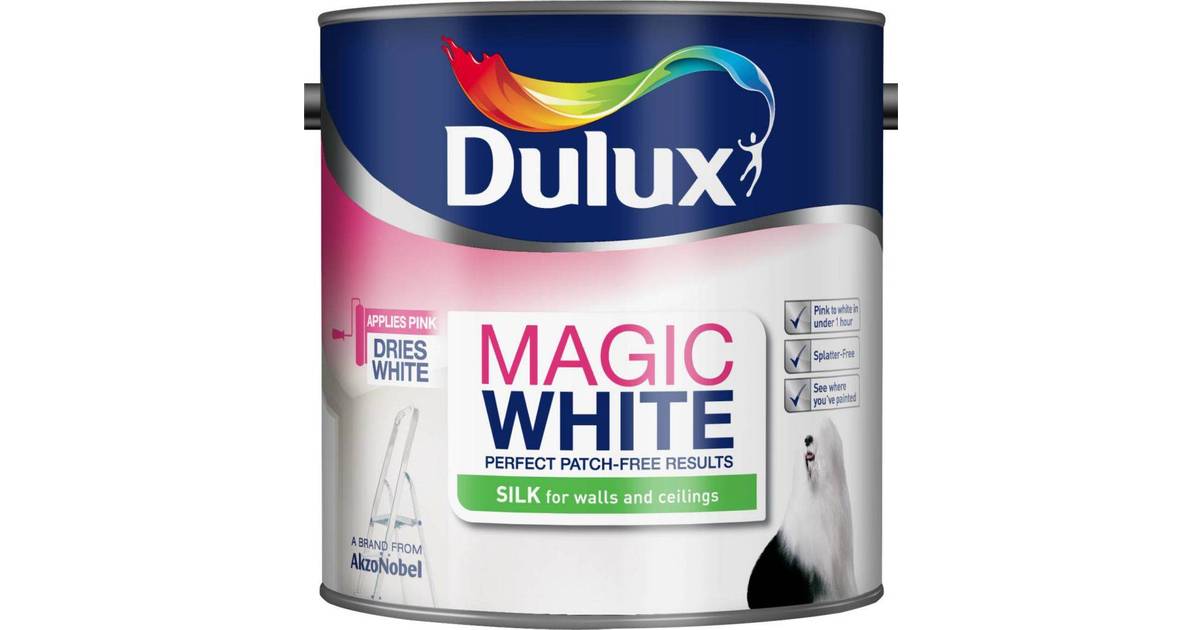 Dulux Magic White Silk Wall Paint Ceiling Paint White 2 5l