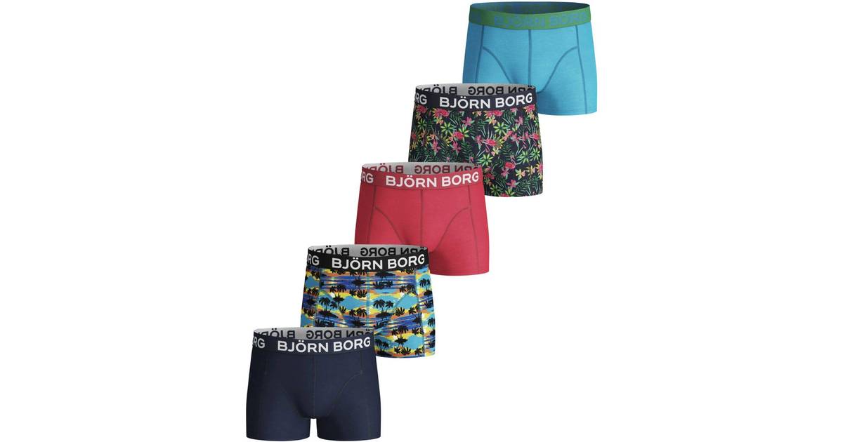 Bjorn Borg 5-Pack Hawaii Prints /& Solid Boys Boxer Trunks Multi