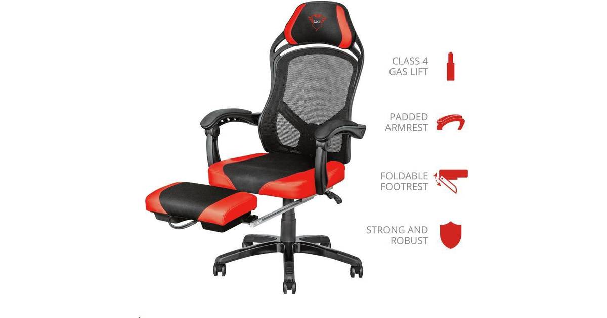 Trust Gxt 706 Rona Gaming Chair With Footrest Black Red