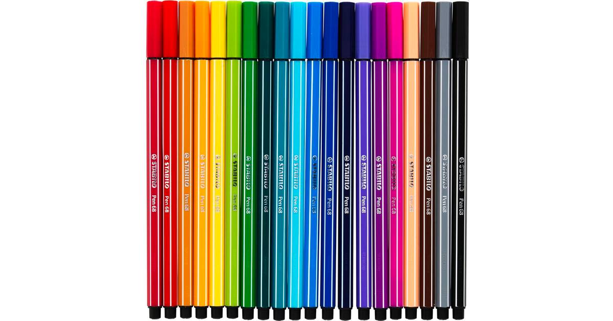 Stabilo Pen 68 Living Colours Drawing Felt Pens Pack of 8 Medium Tip Rainbow Design 