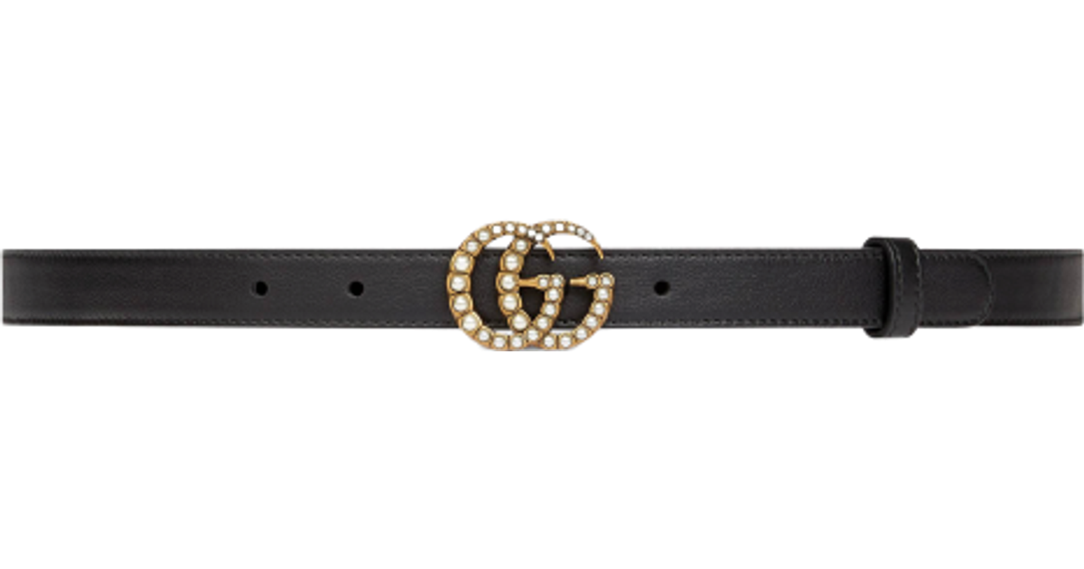 Gucci Pearl Double G Buckle Belt - Black • Compare prices now