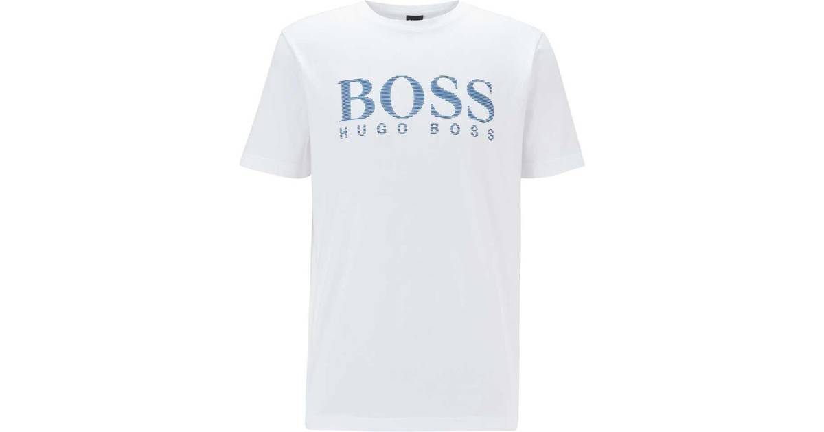 Mens T-shirts BOSS by HUGO BOSS T-shirts BOSS by HUGO BOSS Artwork Pima-cotton Tee in White for Men Save 5% 