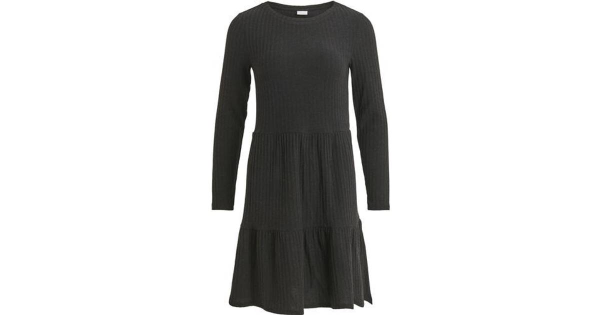 Sammenlignelig Slået lastbil ansvar Vila Ruffle Rib Midi Dress - Black • See the Lowest Price