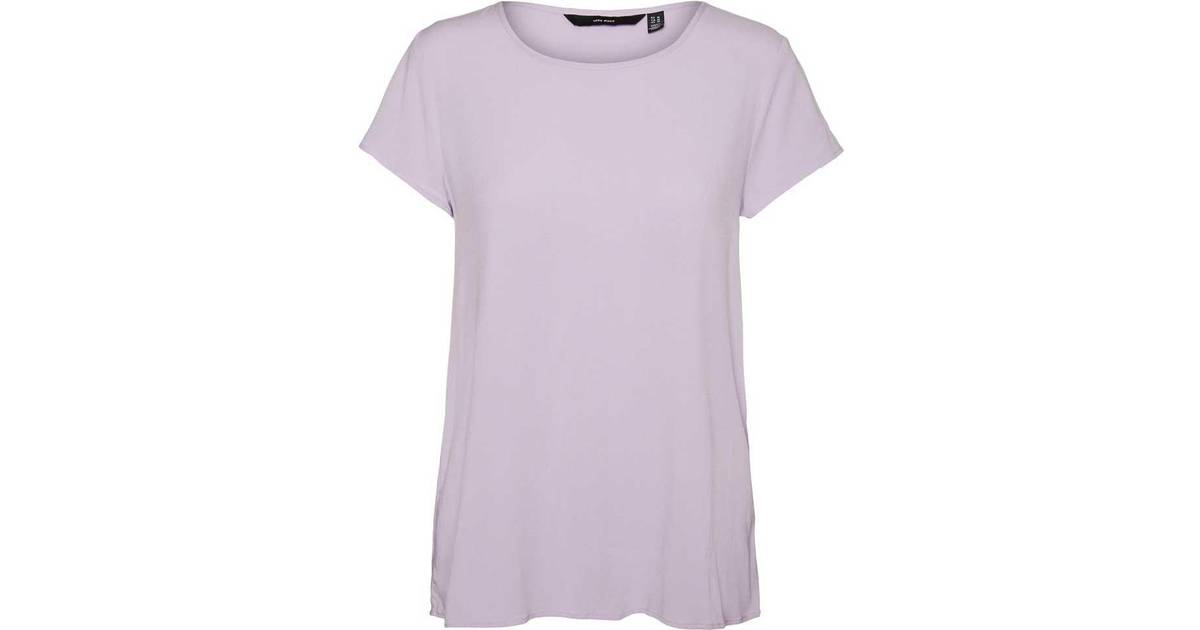 Tidsserier høst lokalisere Vero Moda Becca Plain Short Sleeve T-Shirt - Pastel/Pastel Lilac