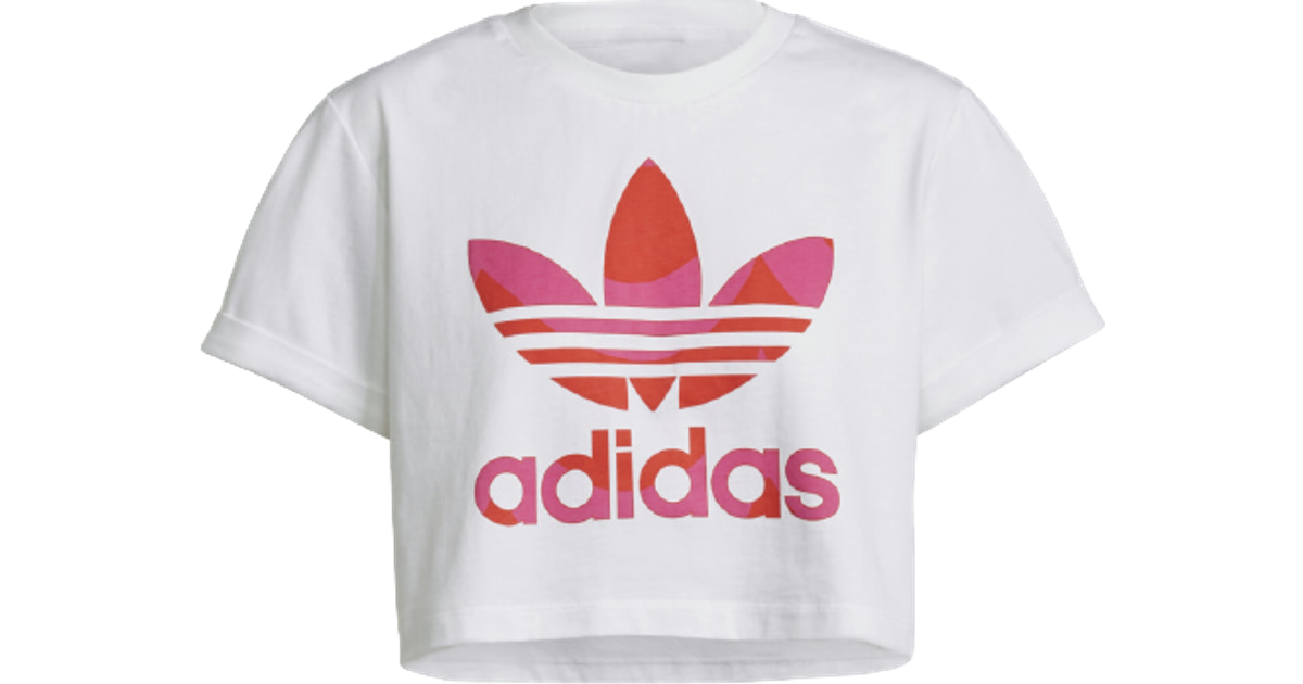 Adidas Marimekko Trefoil Infill Cropped T-shirt -White/ Vivid Red/Team ...