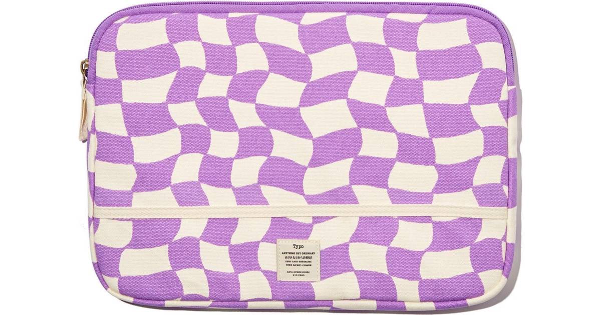 Typo 13 inch laptop case in lilac wavy checkerboard-Purple • Price